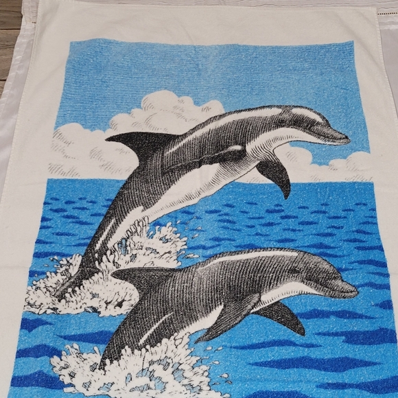 Vintage Ocean Spray beach towel Dolphins center for Marine Conservation - Picture 5 of 9